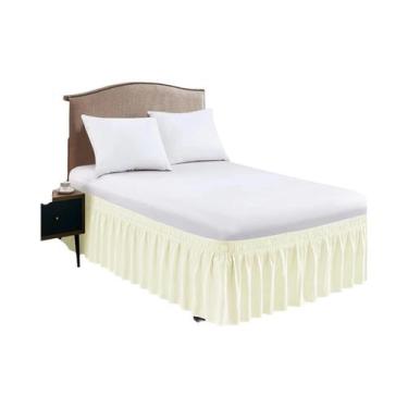 Imagem de Saia De Cama Com Babado Envolvente Para Camas King, Queen E Twin, Fáci
