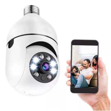 Imagem de Câmera B-Max Câmera Lâmpada IP Panorâmica com Rastreio Segurança Vigilância HD 1080P Wifi Bivolt Branco