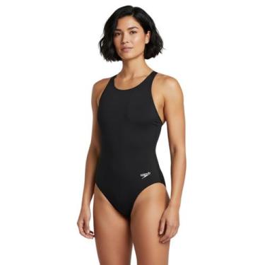Imagem de Maiô Speedo Cross II Natação Feminino - G - Preto, Preto, G