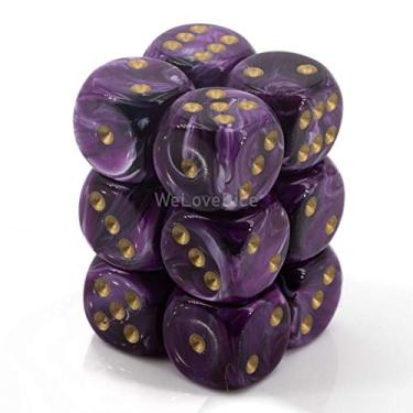Imagem de Conjunto de dados DND - Chessex D&D Dice-16 mm Vortex Roxo e Dourado Conjunto de dados poliédricos de plástico - Dungeons and Dragons Dice Inclui 12 dados – D6