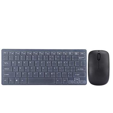Imagem de Mouse para teclado sem fio, Conjunto de mouse para teclado sem fio 2,4 G com protetor de teclado, teclado para jogos com receptor micro USB para escritório de notebook. (preto)