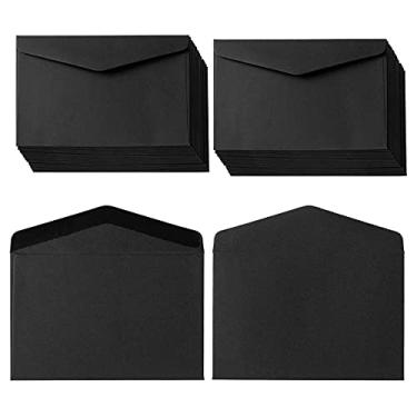 Imagem de Pacote com 120 mini envelopes Kraft pequenos autoadesivos para cartões de visita, Natal, feriado, pequenos cartões de presente, cartões de convites (11 x 5 cm) (preto)