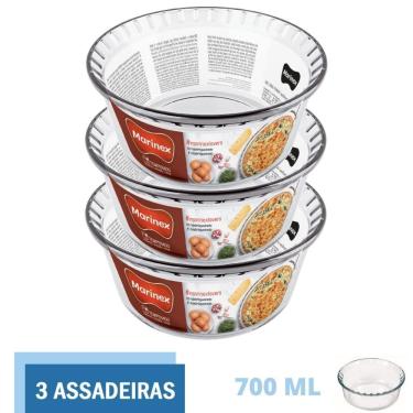 Imagem de Forma Suflê Travessa Assadeira 700ml de Vidro Marinex - 3 Un