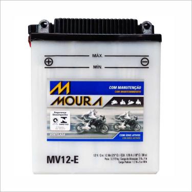 Imagem de Bateria Ventilada Moto Moura 12V 12Ah MV12-E exciter SRX250 tx 650 xj 550 maxim seca xs xv 500