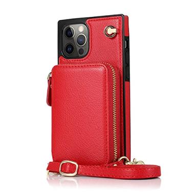 Imagem de Capa de telefone de carteira com zíper de cor sólida para iPhone 11 12 13 Pro Max 6 7 8 SE 2020 6P 7P 8P X XR XS MAX Porta-cartões Capa traseira, vermelho, para iPhone 13Pro Max
