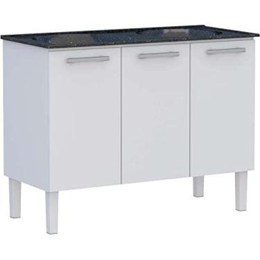 Imagem de Gabinete de Lavanderia Branco em Aço 114x50 cm com Tanque Sintético Preto Venus Cozimax