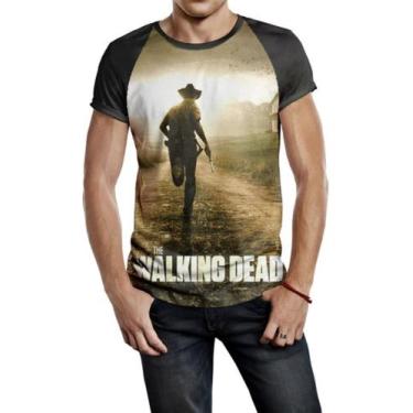Imagem de Camiseta Raglan Masculina The Walking Dead Rick Grime Ref620 - Smoke