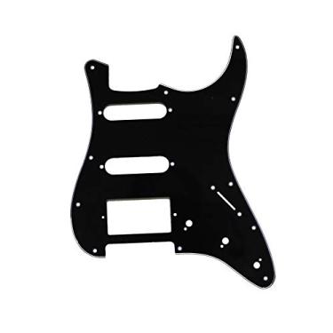 Imagem de Metallor Escudo de guitarra elétrica, 3 camadas, 11 furos, 2 captador único, 1 captador Humbucker SSH compatível com peças de guitarra modernas estilo Strat (preto)