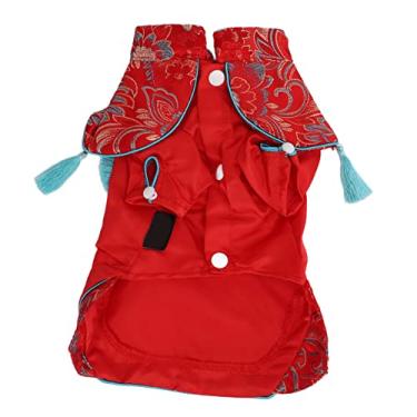 Imagem de HEEPDD Roupas para cães estilo chinês, roupas para cães estilo chinês Cheongsam cetim para cães de estimação terno para cães filhotes e gatos