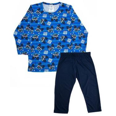 Imagem de Pijama Infantil Menino Carros Azul - Castelo Kids