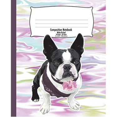 Imagem de Boston Terrier Composition Notebook for Kids: Back to School, Colorful Marble Wide Ruled 120 Pages