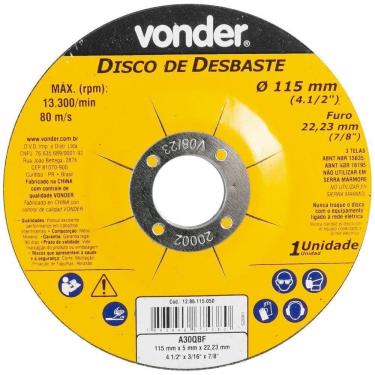 Imagem de Disco Desbaste 115X5, 0X22, 23 Dbv Vonder