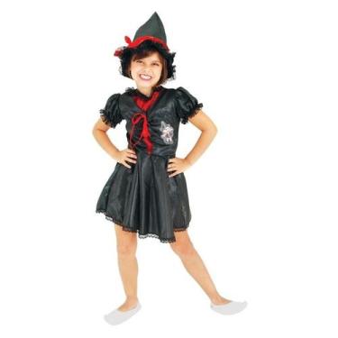 Fantasia Halloween Infantil Menina Vestido Bruxinha Morcego