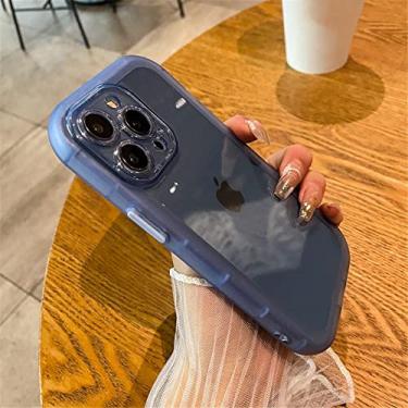 Imagem de Capa de telefone transparente de silicone bumper para iphone 13 12 11 14 pro max xr x xs 7 8 plus capa transparente de proteção de câmera, azul, para iphone 7 plus