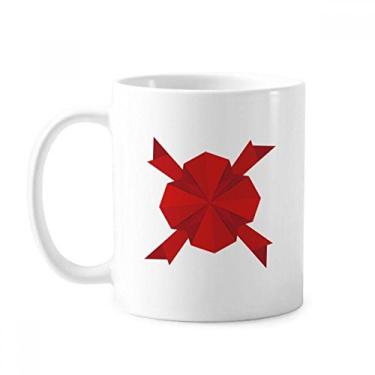Imagem de Caneca de origami vermelha abstrata decoração de natal cerâmica caneca de porcelana de café louça