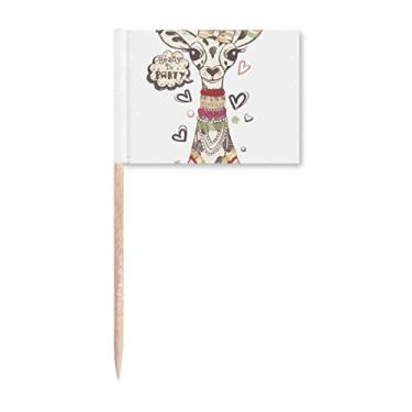 Imagem de Bandeiras coloridas de palito de dente de animal de desenho de girafa para decoração de festa