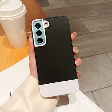 Imagem de Capa fosca de cor contrastante 3 em 1 para samsung s22 ultra plus s21fe a53 a73 a33 a13 a52 a72 a32 a22 a12 a21s a50 capa de silicone macio, preta, para s22 plus