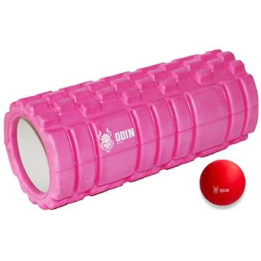 Imagem de Rolo de Massagem para Liberação Miofascial Texturizado Rosa + Bola de Massagem Lacrosse Liberação Odin Fit