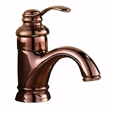 Imagem de LIDON Torneiras de banheiro Torneira da pia do banheiro Latão antigo Torneira do banheiro Torneiras da pia do banheiro para pia 1 furo torneira da bacia única, rosa (cor: rosa)