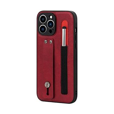 Imagem de Alça de pulso fosco cabe no estojo fino para iPhone 14 13 12 11 Pro Max Estojo à prova de queda robusto, vermelho, para iPhone 13