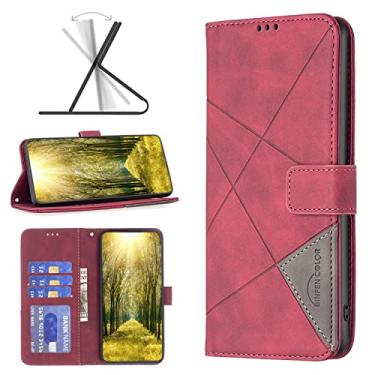 Imagem de Slots de cartão magnético capas de telefone Samsung Galaxy A54 5G capa de couro de luxo suporte de carteira clipe à prova de choque capa de telefone Samsung A54 5G capas (vermelho, Samsung A54 5G)