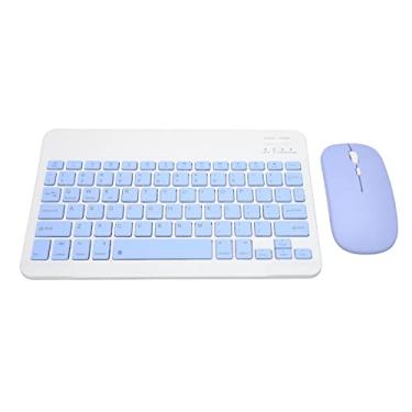 Imagem de Conjunto de Mouse e Teclado Bluetooth Sem Fio, Mini Teclados Coloridos de 10 Polegadas Com Tecla Mudo e Mouse para Tablet, Celular, Computador, Laptop (Azul)