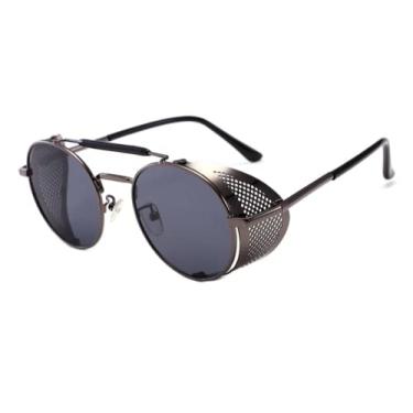 Imagem de Óculos de sol Steampunk Vintage Masculino Óculos redondos Steam Punk Metal Óculos de sol para mulheres UV400, 4, tamanho único