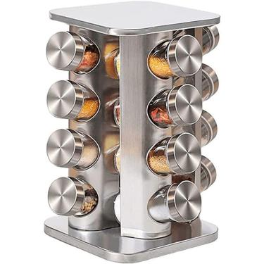 Imagem de Porta Temperos Giratório Inox 16 Potes