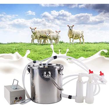 Imagem de Kit de máquina de ordenha elétrica, bomba de sucção de pulso a vácuo de ordenha portátil Ordenhadeira automática vaca cabra barril de aço inoxidável, para fazendas ou família diária (cor: para vacas,