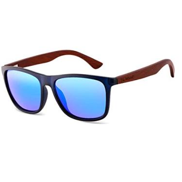 Imagem de Óculos de Sol Artesanal Hastes Design de Madeira HU WOOD Polarizados com Proteção Uv400 (C3)
