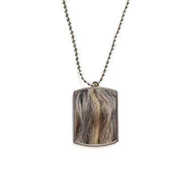 Imagem de DIYthinker Colar para animais de estimação com pingente de corrente de aço inoxidável e cabelo longo tingido marrom encaracolado