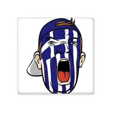 Imagem de Bandeira da Grécia Touca de Maquiagem Cabeça Gritando Cerâmica Brilhante Decalque Pedra Adorna de Tijolos Vitrificados