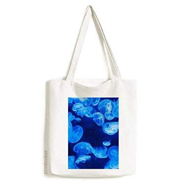 Imagem de Bolsa sacola de lona azul escuro ciência natureza oceano bolsa de compras bolsa casual bolsa de mão