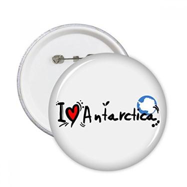 Imagem de I Love Antártica Bandeira da Palavra Amor Ilustração Coração Pinos Redondos Emblema Emblema Acessório Decoração 5 peças