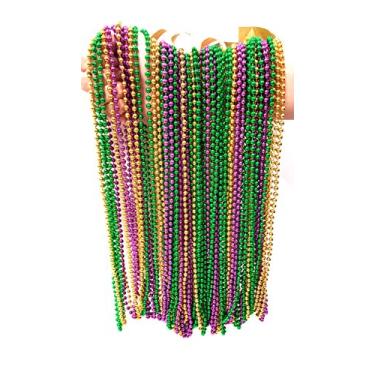 Imagem de Colares de contas metálicas (pacote com 72, ouro, verde, roxo)