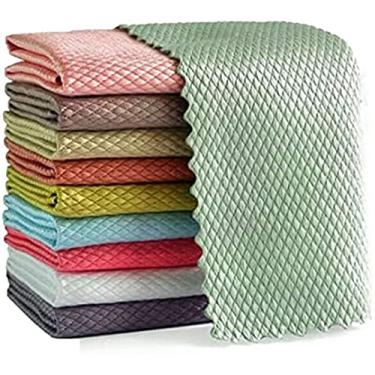Imagem de WTOPS Pano de Limpeza em Nanoescala, Pano de Limpeza de Microfibra de Escama de Peixe, Toalha Absorvente Reutilizável Sem Fiapos (10PCS, 25x25 cm)