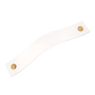 Imagem de Puxador Full Parafuso - Textura de Couro Branco - Parafuso Dourado