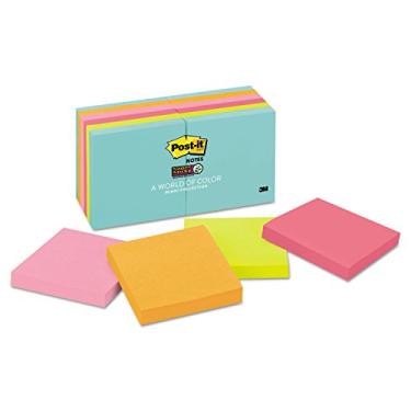 Imagem de Post-It Notes 65412Ssmia Super Sticky Pads, Miami Colors 3 X 3, 12 Pads/Pk