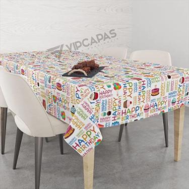 Imagem de Toalha De Mesa Retangular Impermeavel Termica 6 Lugares Estampa Festa