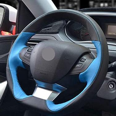 Imagem de JEZOE Cobertura de volante de carro de couro de costura manual DIY, apto para Peugeot 208 2012-2018 2008 2013-2018 308 308sw 2014-2018