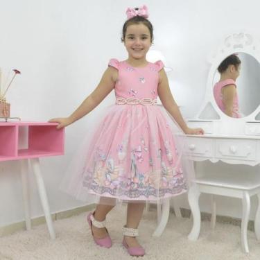 Imagem de Vestido Infantil Tema Bailarina Com Tule Francês Sobre A Saia - Moder