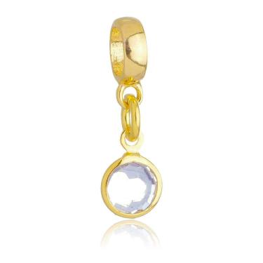 Imagem de Pingente Berloque Cristal Transparente Pandora Banhado a Ouro 18k
