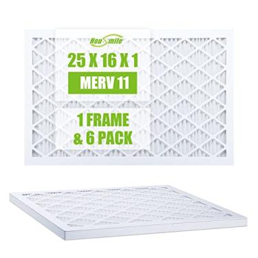 Imagem de Housmile Filtro de ar 16x25x1, filtro de ar de fornalha AC, MERV 11, MPR 1000, moldura de plástico branco ABS exclusivo, durável e fácil de substituir, poeira básica de vida limpa, pacote com 6 (tamanho exato: 62,5 cm x 39,6 cm x 2,3 cm)
