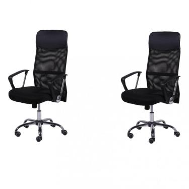 Imagem de Kit 2 Cadeiras para Escritório Presidente Tela Mesh Sintético 3307 Or Design Preto