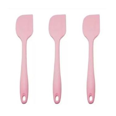 Imagem de Kit com 3 Espátulas Multiuso Pão Duro Silicone Maciço (Rosa)