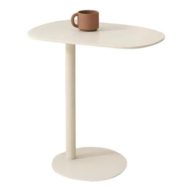 Imagem de Mesa Lateral Moderna Para Sofá, Mesas Laterais Fáceis De Montar Para Sala De Estar, Quarto, Mesa Lateral De Metal Que Economiza Espaço (Color : White 2, Size : H 50cm/19.68in)