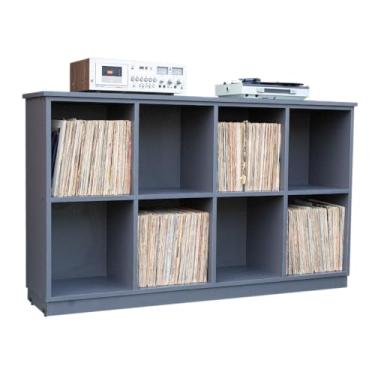 Imagem de Serena Estantes Estante Para Discos De Vinil Cin-001 (Grafite) - Estante Organizadora com 648 Discos de Vinil - Estilo Vintage - 90 Altura x 150 Largura x 35 Profundidade