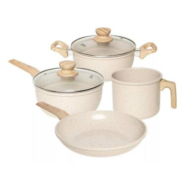 Imagem de Conjunto De Panelas Marble Eddition 4 Peças Oster - Creme