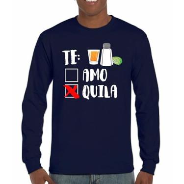 Imagem de Camiseta divertida de manga longa Te Amo Tequila Cinco De Mayo & Drinko Mexican Tee, Azul-marinho, XG