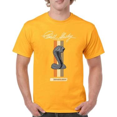 Imagem de Camiseta masculina Shelby Cobra com logotipo American Legendary Muscle Car Racing Mustang GT500 Performance Powered by Ford, Amarelo, GG